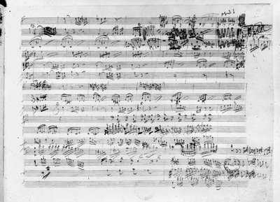 Autograph score sheet for the Trio in E-flat major, Opus 3 by Ludwig van Beethoven